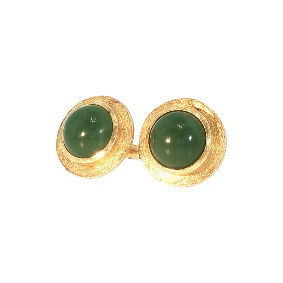 Lesunja Yellow Gold Cufflinks Green Jade