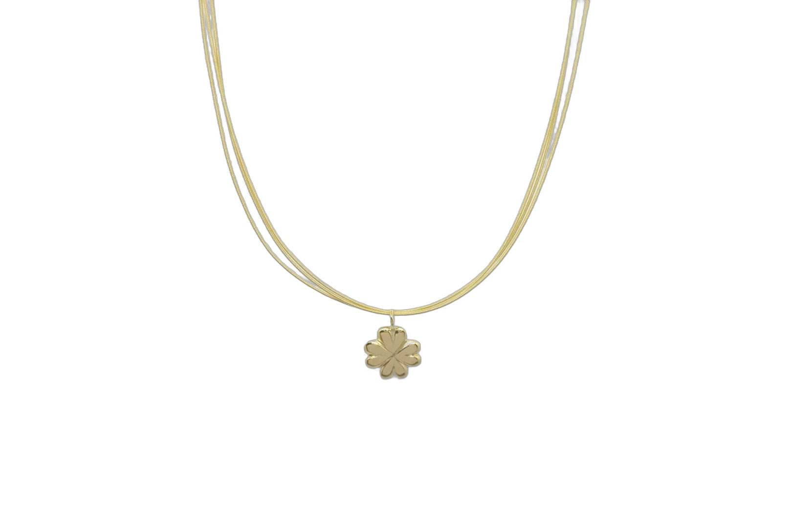 Lesunja Yellow Gold Clover Leaf Necklace
