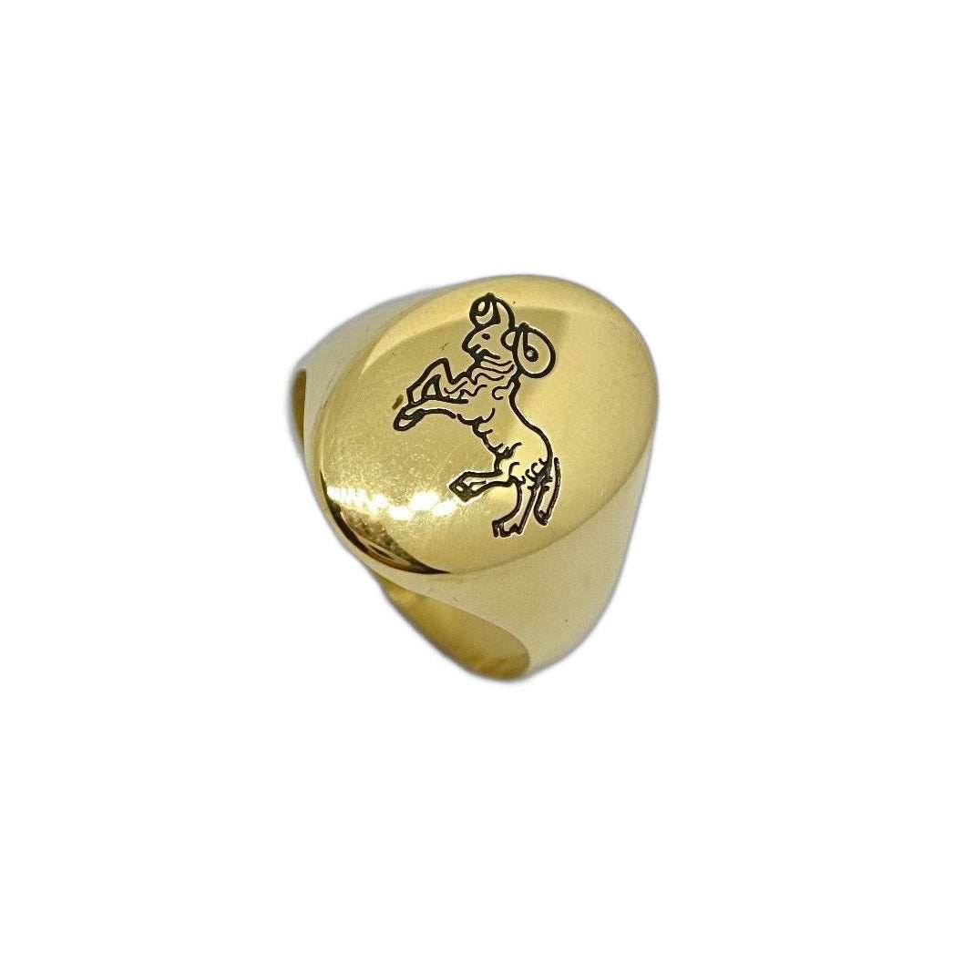 Lesunja Zodiac Aries Steel Yellow Gold Plated Ring
