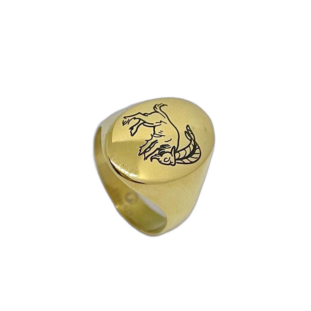 Lesunja Zodiac Capricorn Steel Yellow Gold Plated Ring