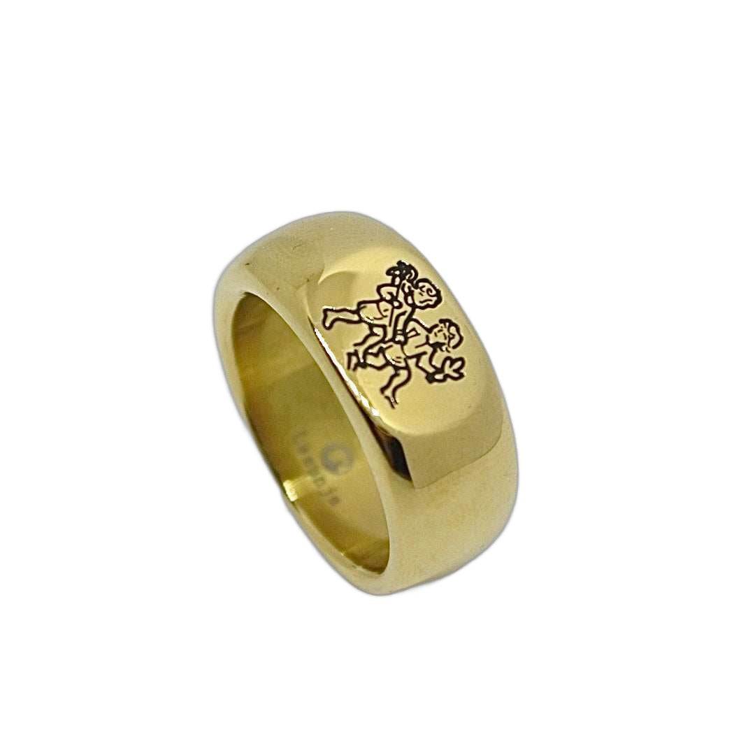 Lesunja Zodiac Steel Gemini Yellow Gold Plated Ring