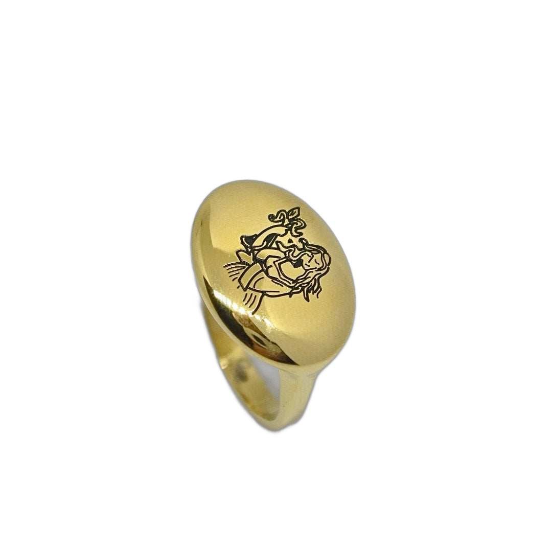 Lesunja Zodiac Virgo Steel Yellow Gold Plated Ring