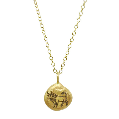 Lesunja Zodiac Taurus Silver Necklace Yellow Gold Nugget Moonstone