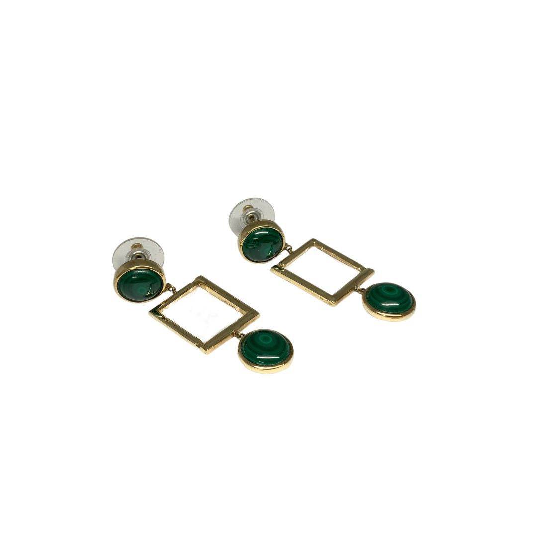 malachite gold earrings