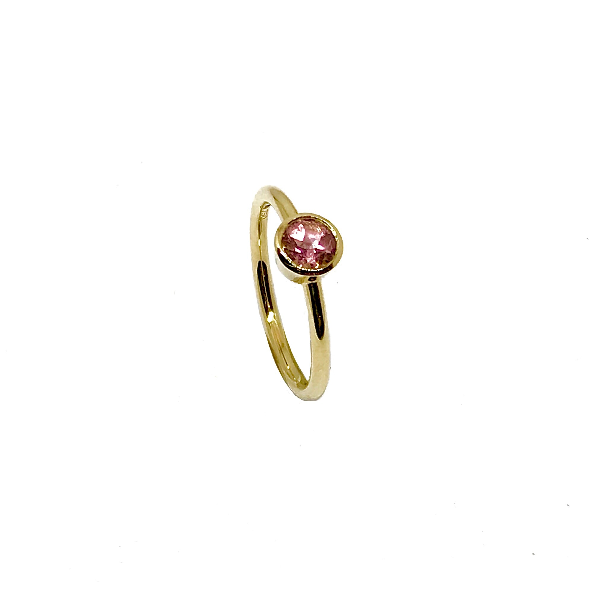 yellow gold pink tourmaline ring