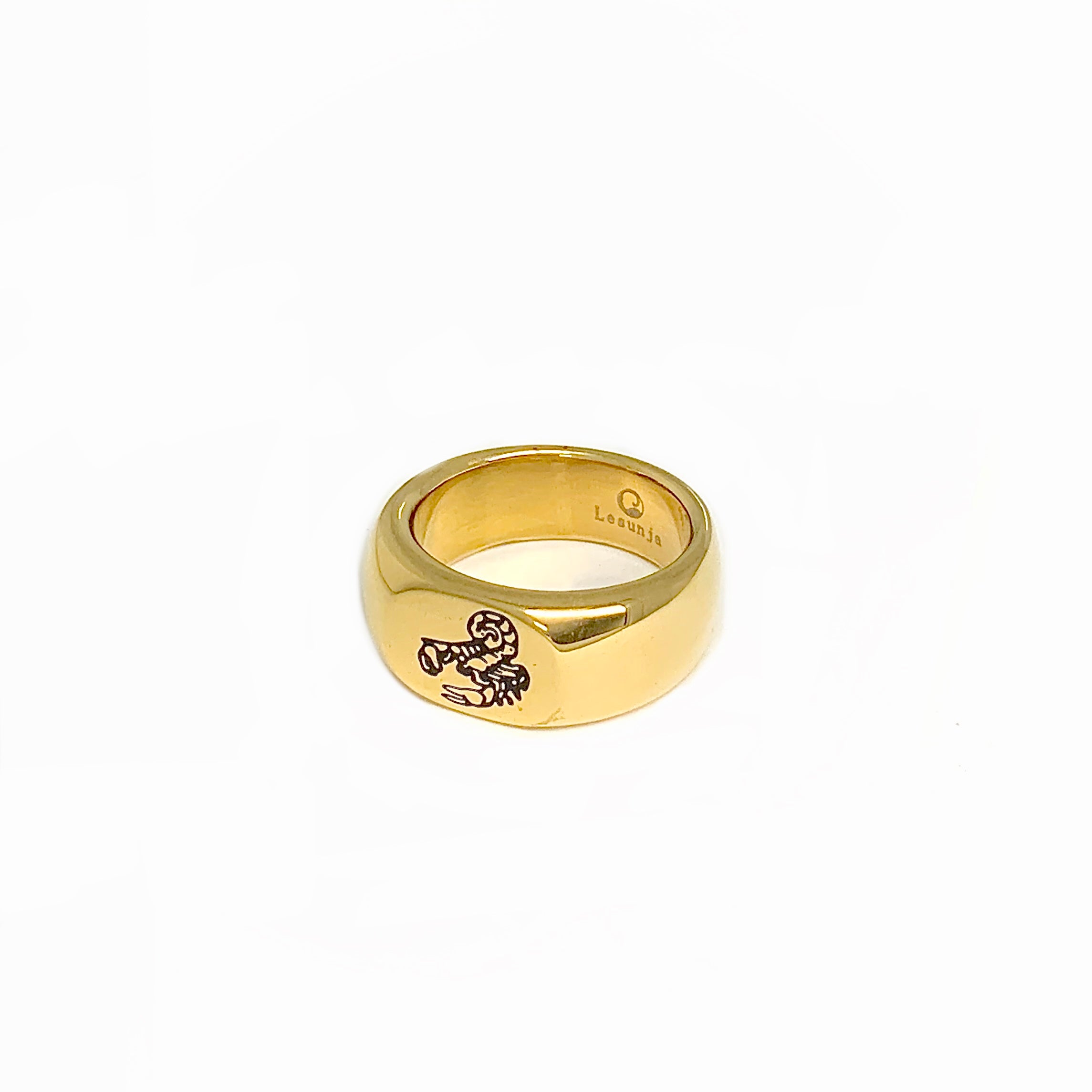 Lesunja Zodiac Steel Scorpio Yellow Gold Plated Ring