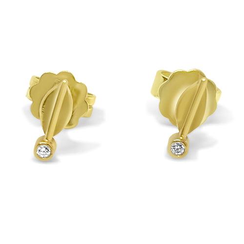 gold leaf earrings studs