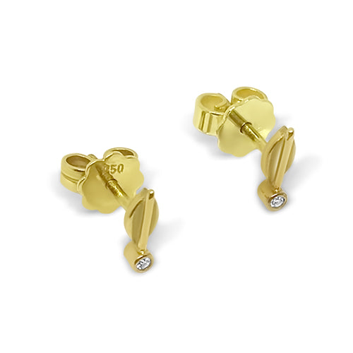 gold leaf earrings studs