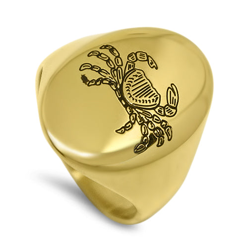 Lesunja Zodiac Cancer Steel Yellow Gold Plated Ring