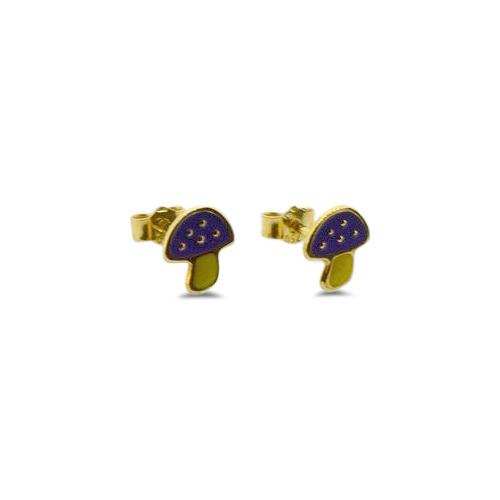 mushroom earrings gold