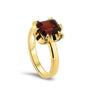 Lesunja Ring Yellow Gold Almandine Garnet Black Diamonds, handmade fine jewellery from Switzerland