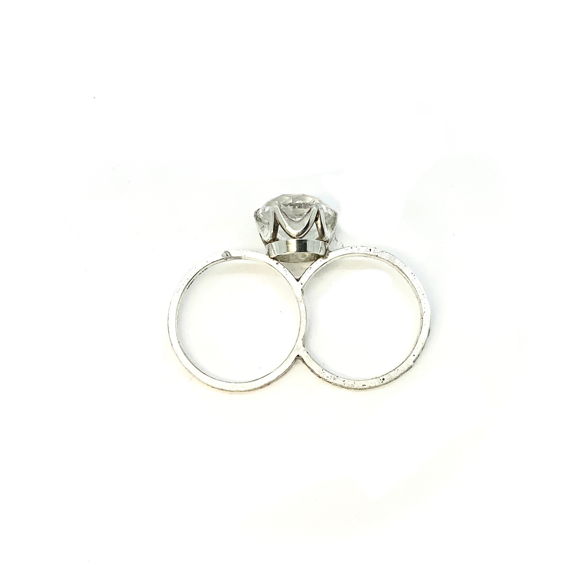 Lesunja Silver Sepia Rock Crystal Double Ring