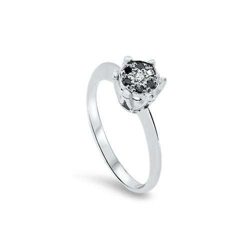 black and white diamond white gold ring