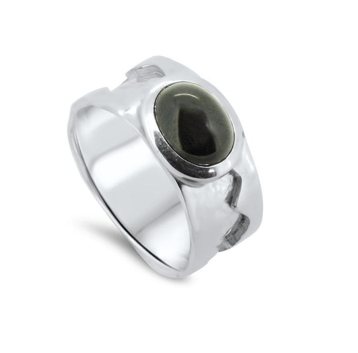 obsidian silver ring