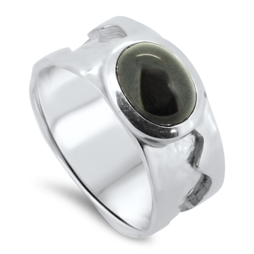 obsidian silver ring