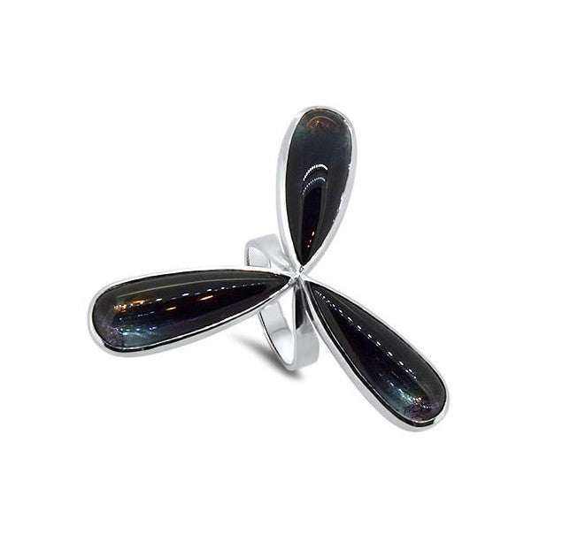 White Gold Tourmaline Ring Dark Blue