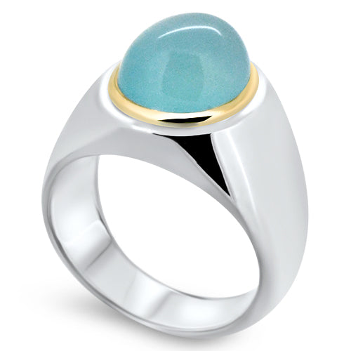 Lesunja Ring Silver Yellow Gold Chalcedony Polished