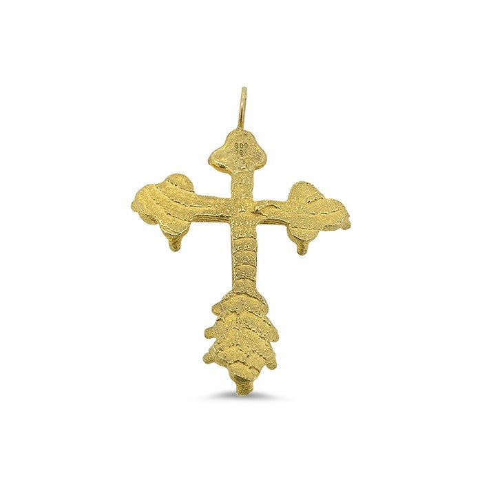 Lesunja Sepia Cross Silver Yellow Gold Plated Pendant