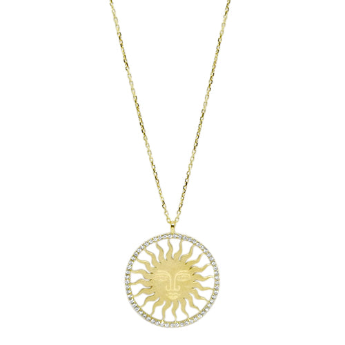 Lesunja St. Moritz Sun Necklace Medium Yellow Gold Diamond