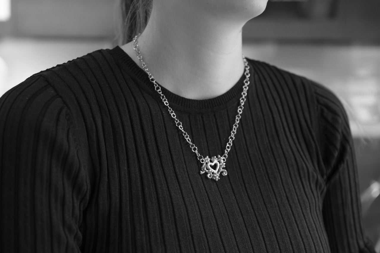 sepia heart silver necklace