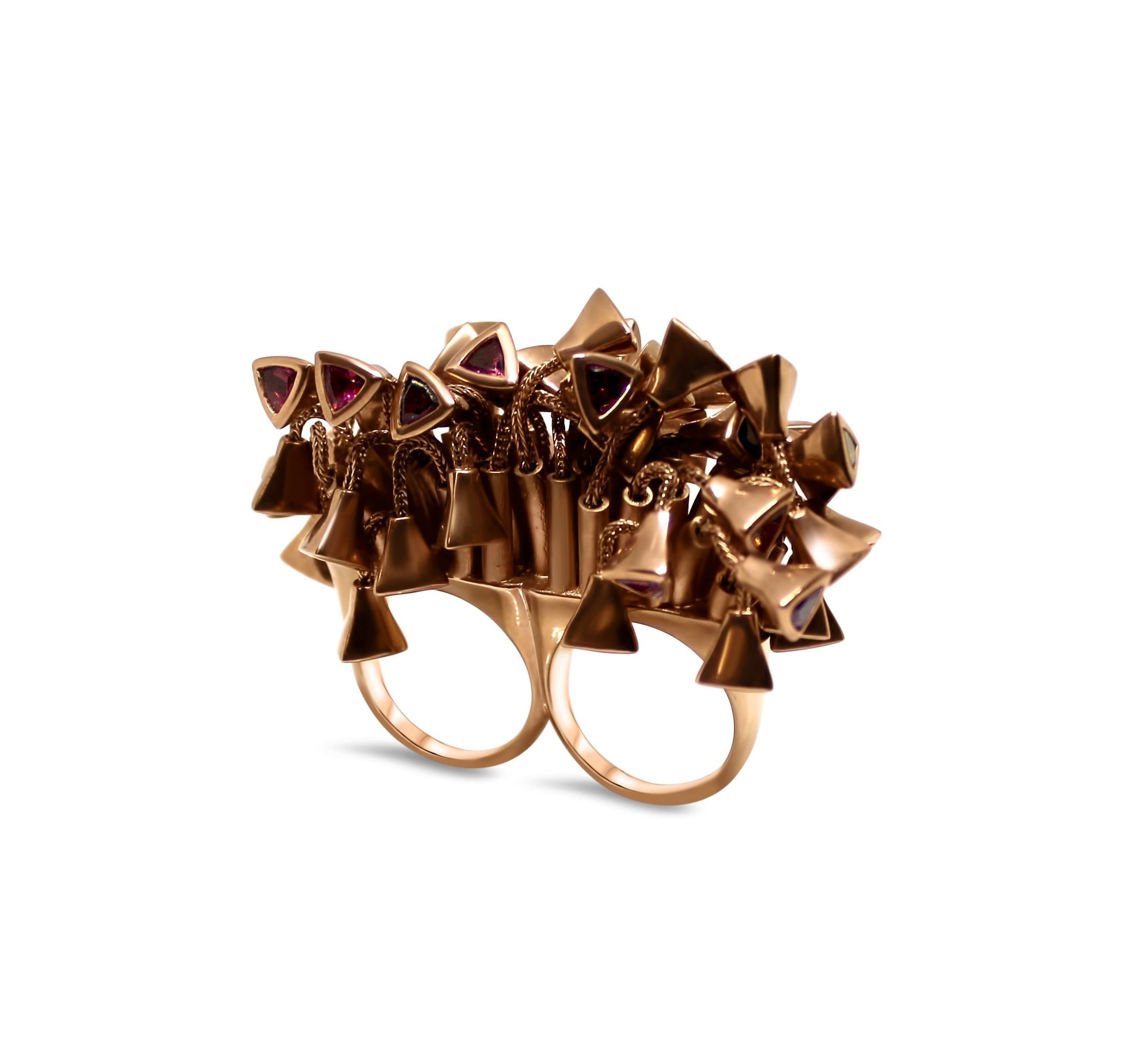 Lesunja Ocean Seastars Turmaline Rose Gold Plated Double Ring