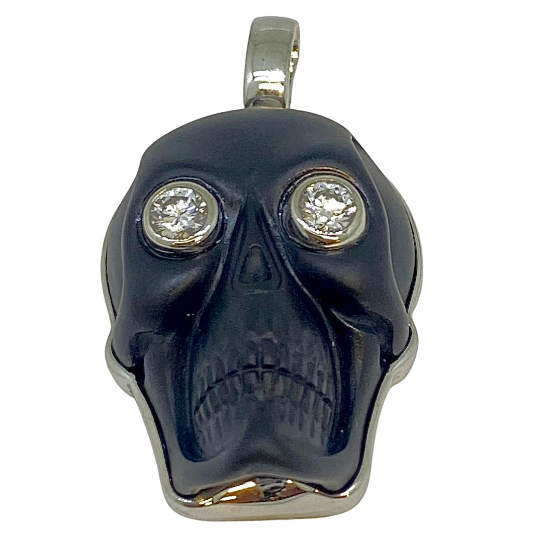 onyx skull diamond pendant