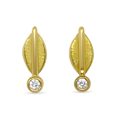 gold leaf earrings studs