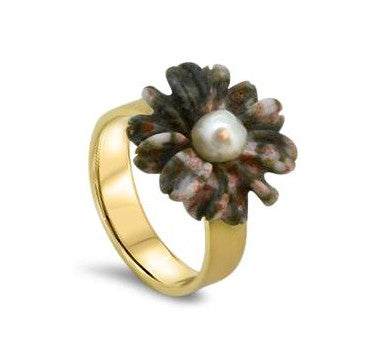 pearl yellow gold ring