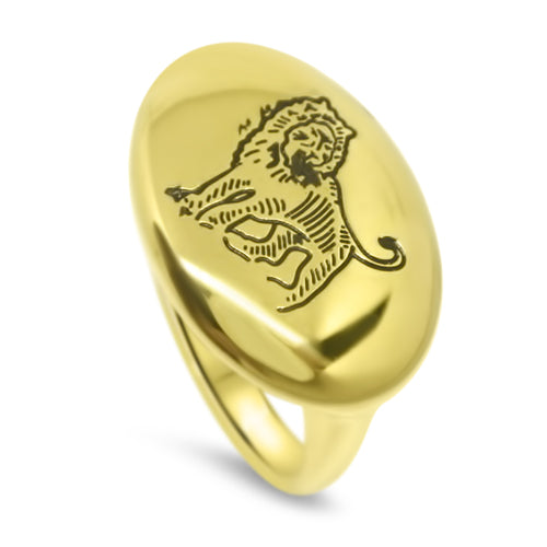 Lesunja Zoadiac Leo Yellow Gold Plated Steel Ring