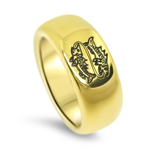 Lesunja Zodiac Pisces Steel Yellow Gold Plated Ring