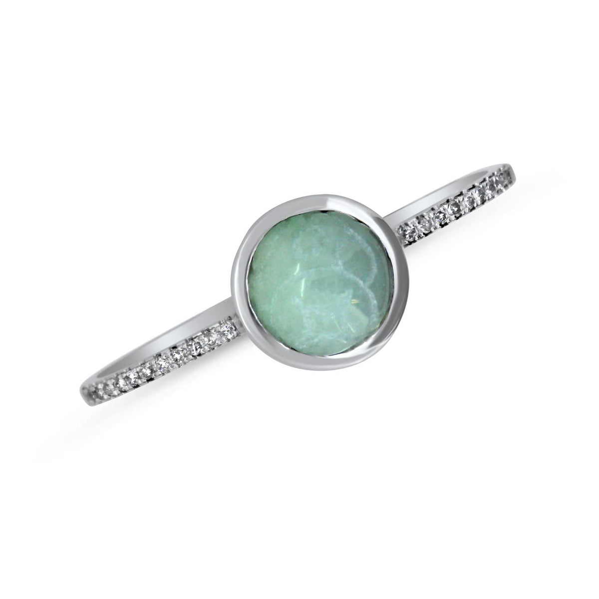 white gold jade ring