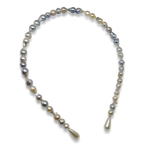 silver pearl headband