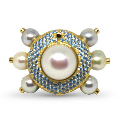 pearl yellow gold plated ring