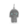 Lesunja 925 Aquamarine Sterling Silver Skull Pendant