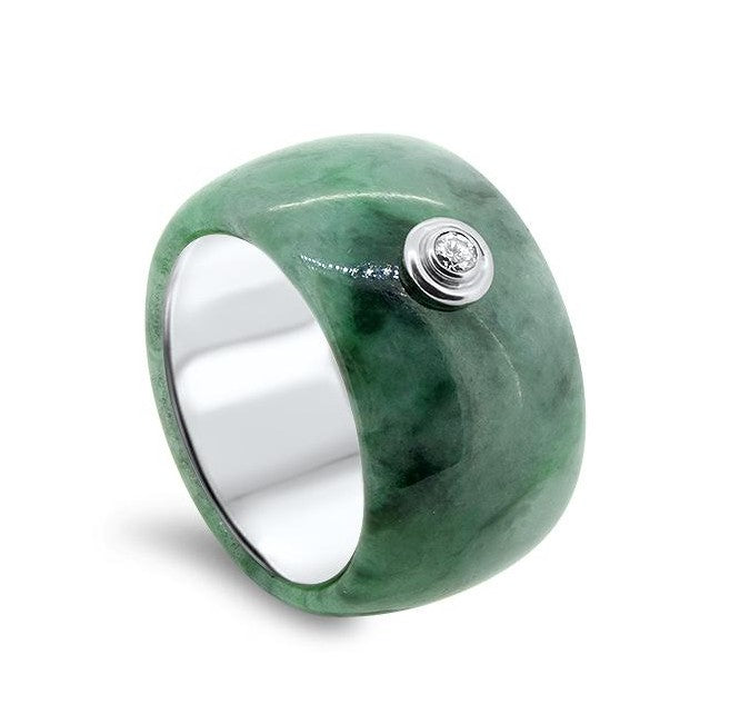 Lesunja Moon Of The Forest White Gold Jade Ring