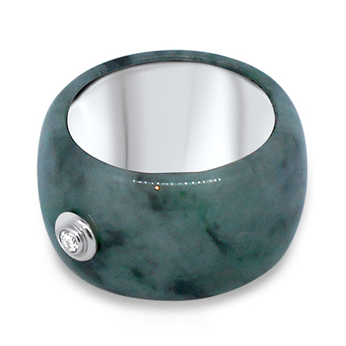 Lesunja Moon Of The Forest White Gold Jade Ring