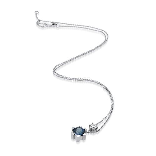 white gold blue sapphire and diamond necklace