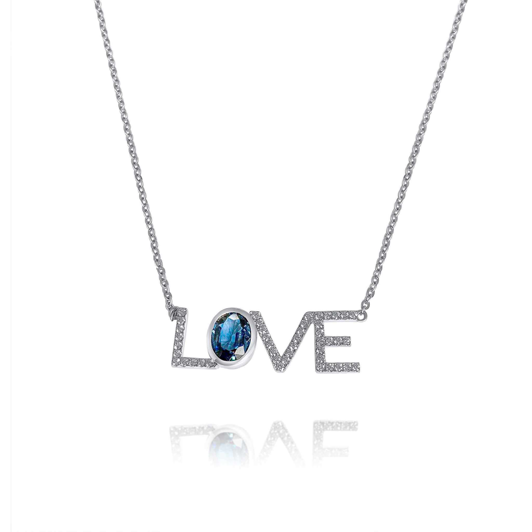 Diamond And Sapphire Heart Pendant