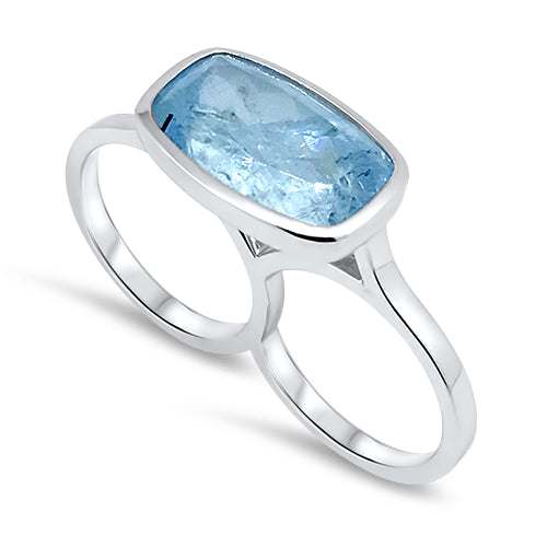 double ring aquamarine