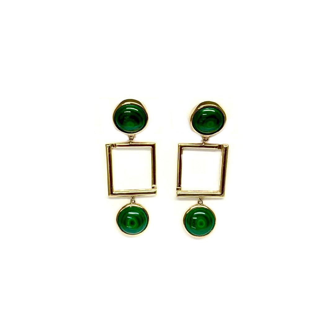 malachite gold earrings