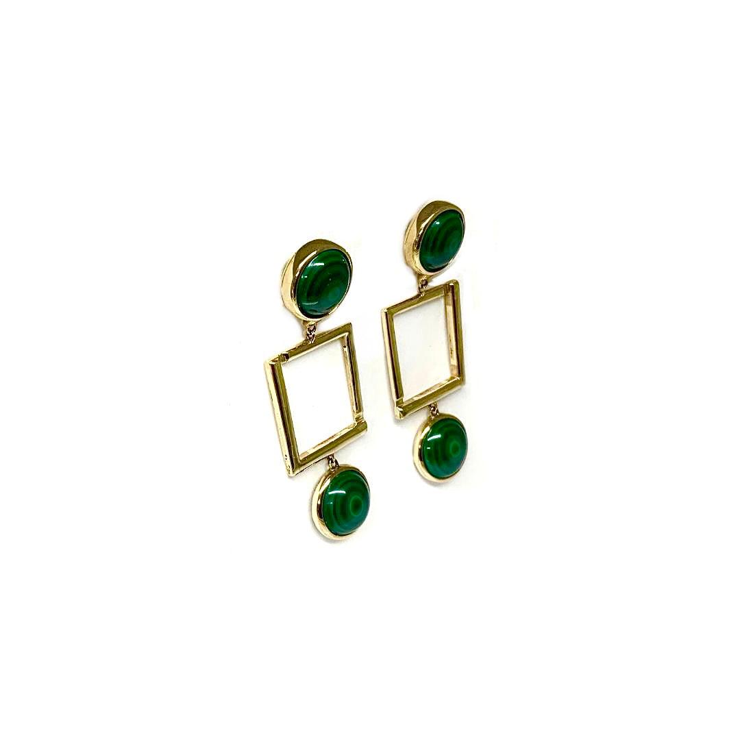 malachite gold earrings