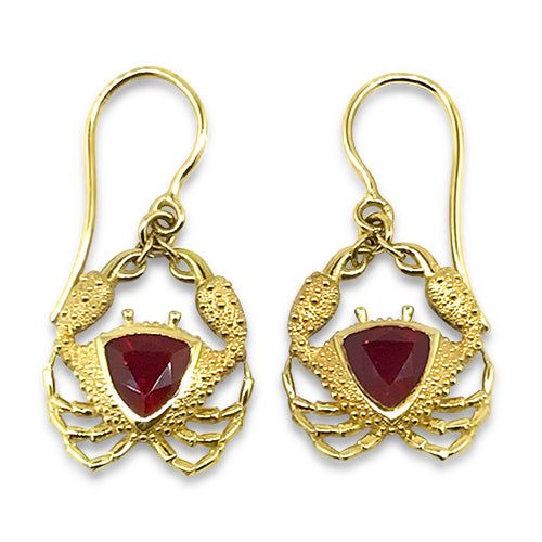 Lesunja Ocean XXY Cancer Ear Hangers Yellow Gold Fire Opal