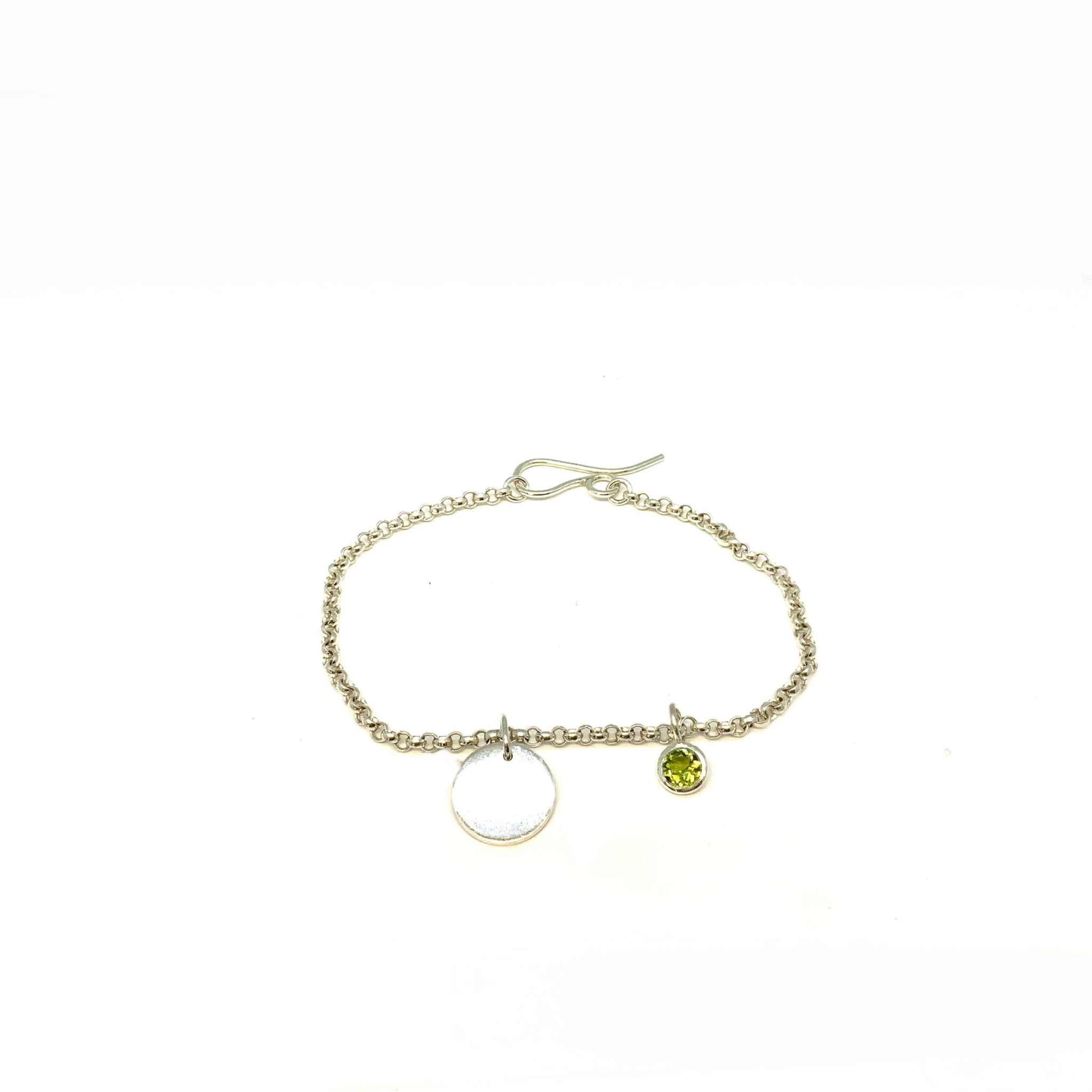 peridot and silver bracelet