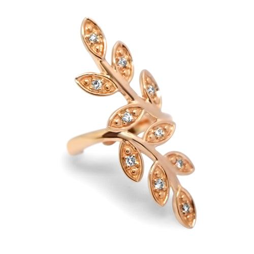 Lesunja Rosé Gold Diamonds Floral Earring, detail view, Lesunja atelier Zurich