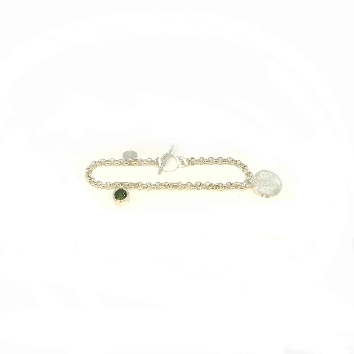 Lesunja Silver Bracelet Green Tourmaline, handmade fine jewellery from Switzerland
