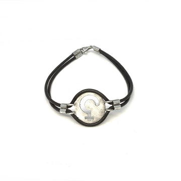 silver leather bracelet