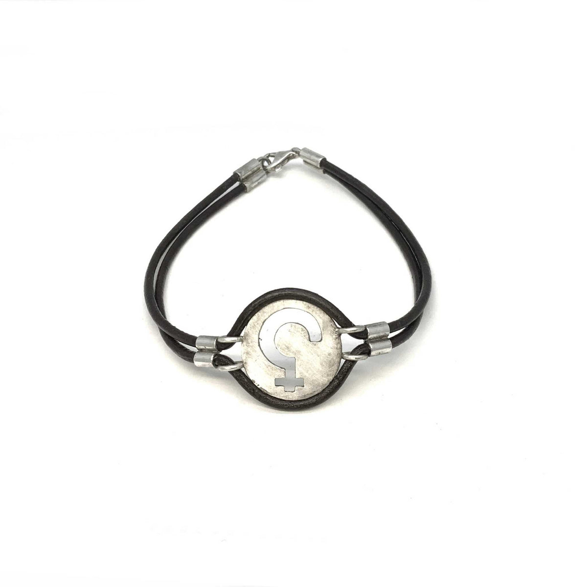 silver leather bracelet