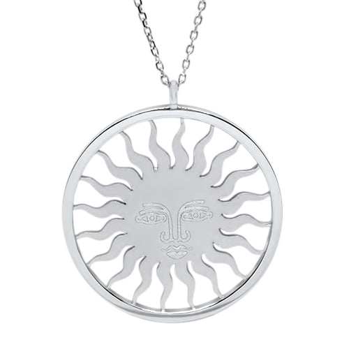 Sun Large White Gold Necklace