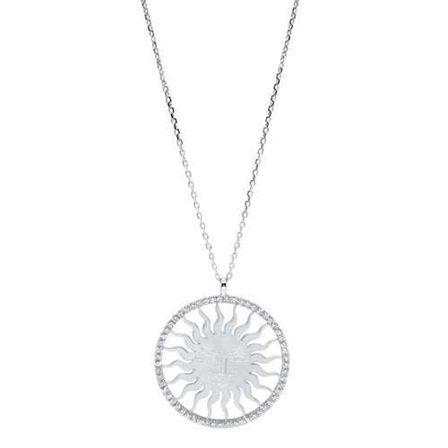Lesunja St. Moritz Sun Necklace Medium White Gold Diamonds, detail view, Lesunja atelier Zurich