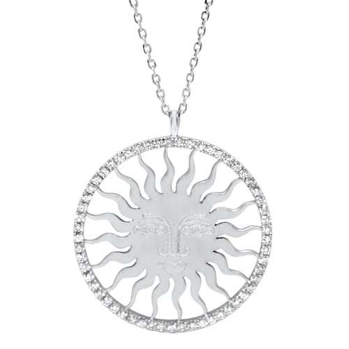 Lesunja St. Moritz Sun Necklace Medium White Gold Diamonds, detail view, Lesunja atelier Zurich